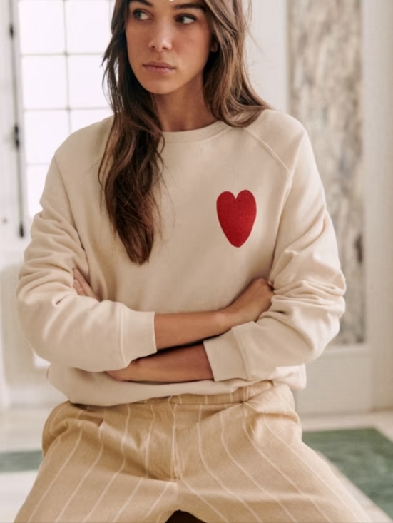 Sezane Tops - Sezane x Bobo Choses Collab Heart Print Sweatshirt Cream Red Small